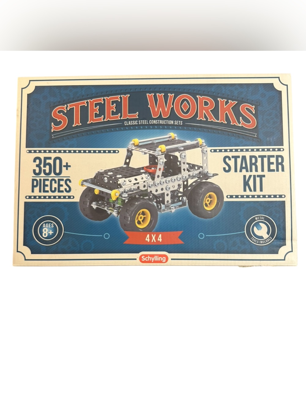 Schylling Steel Works 4x4 Starter Kit 350+ Pieces Metal Construction Set
